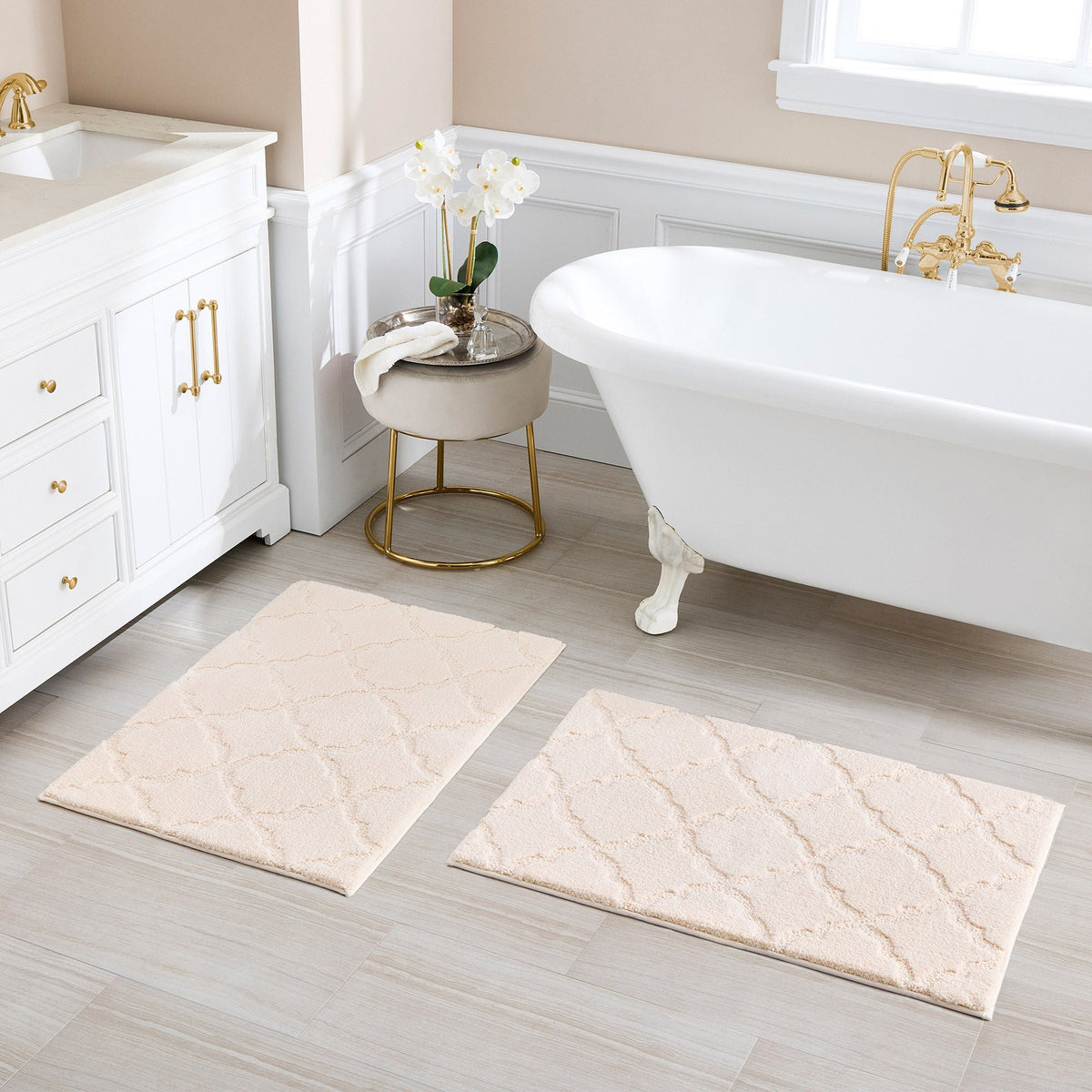 Charisma Drylon Trellis Bath Rugs, 2-pack
