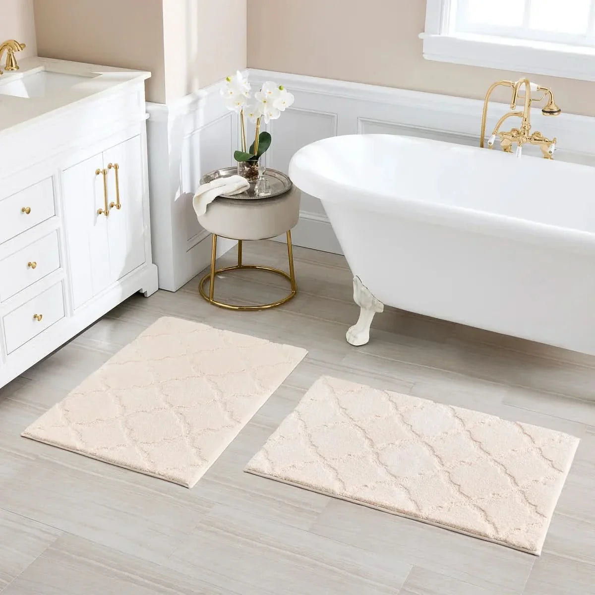 Charisma Drylon Trellis Bath Rugs, 2 Pack