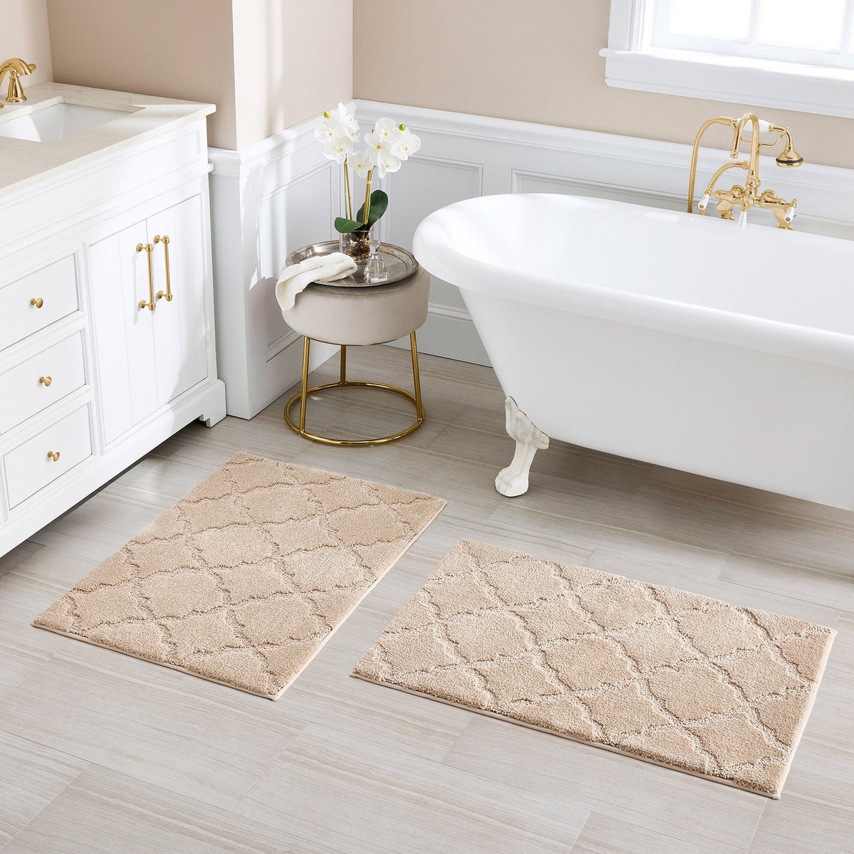 Charisma Drylon Trellis Bath Rugs, 2-pack