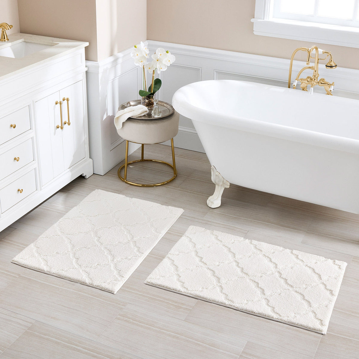 Charisma Drylon Trellis Bath Rugs, 2-pack