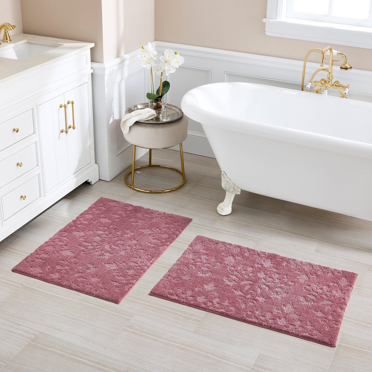 Charisma Drylon Medallion Bath Rugs, 2-pack