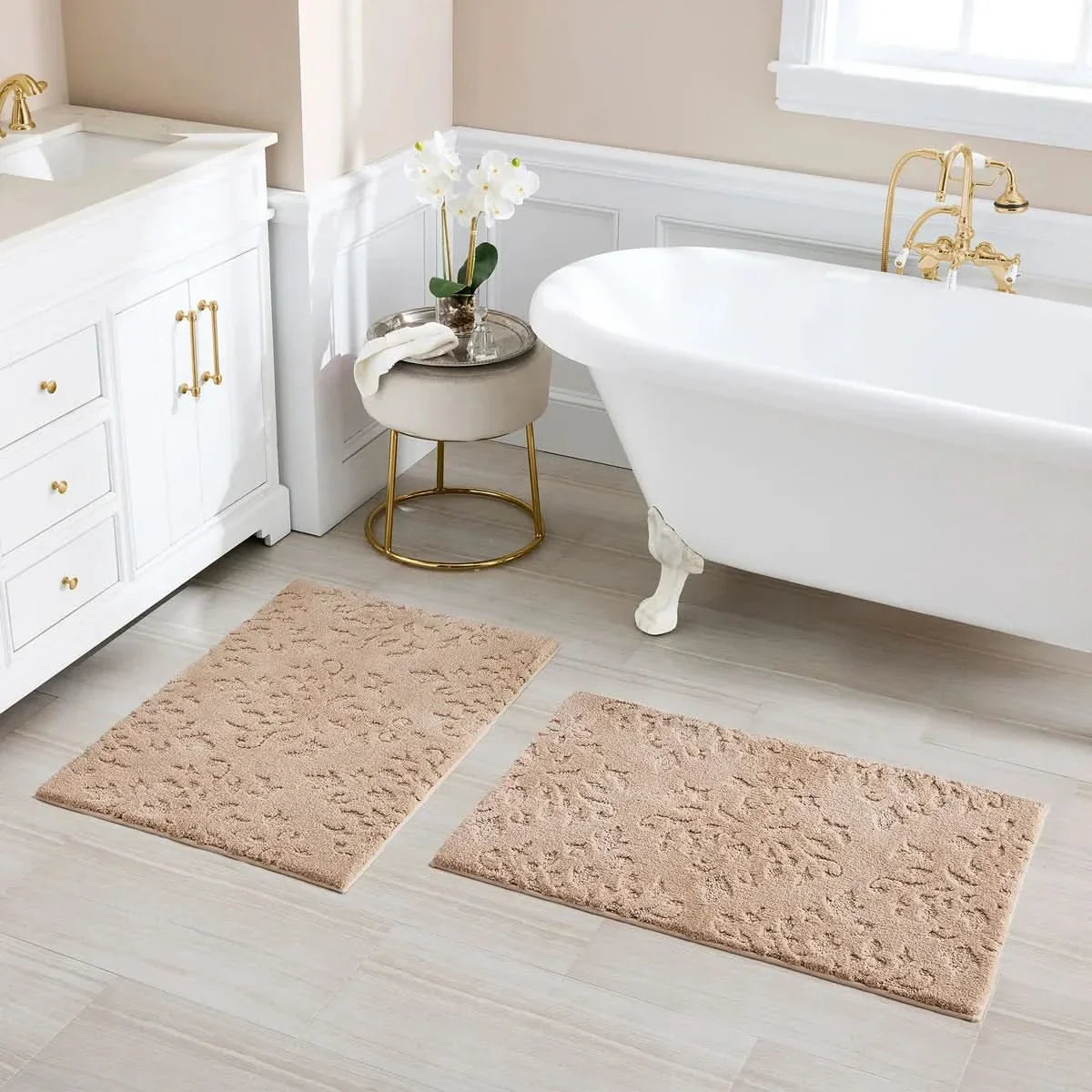 Charisma Drylon Medallion Bath Rugs, 2 Pack
