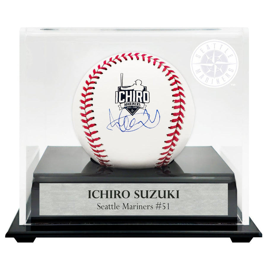 Ichiro Suzuki Autographed Official MLB Baseball Seattle Mariners Hall of Fame Logo Display Case IS Holo Authenticated