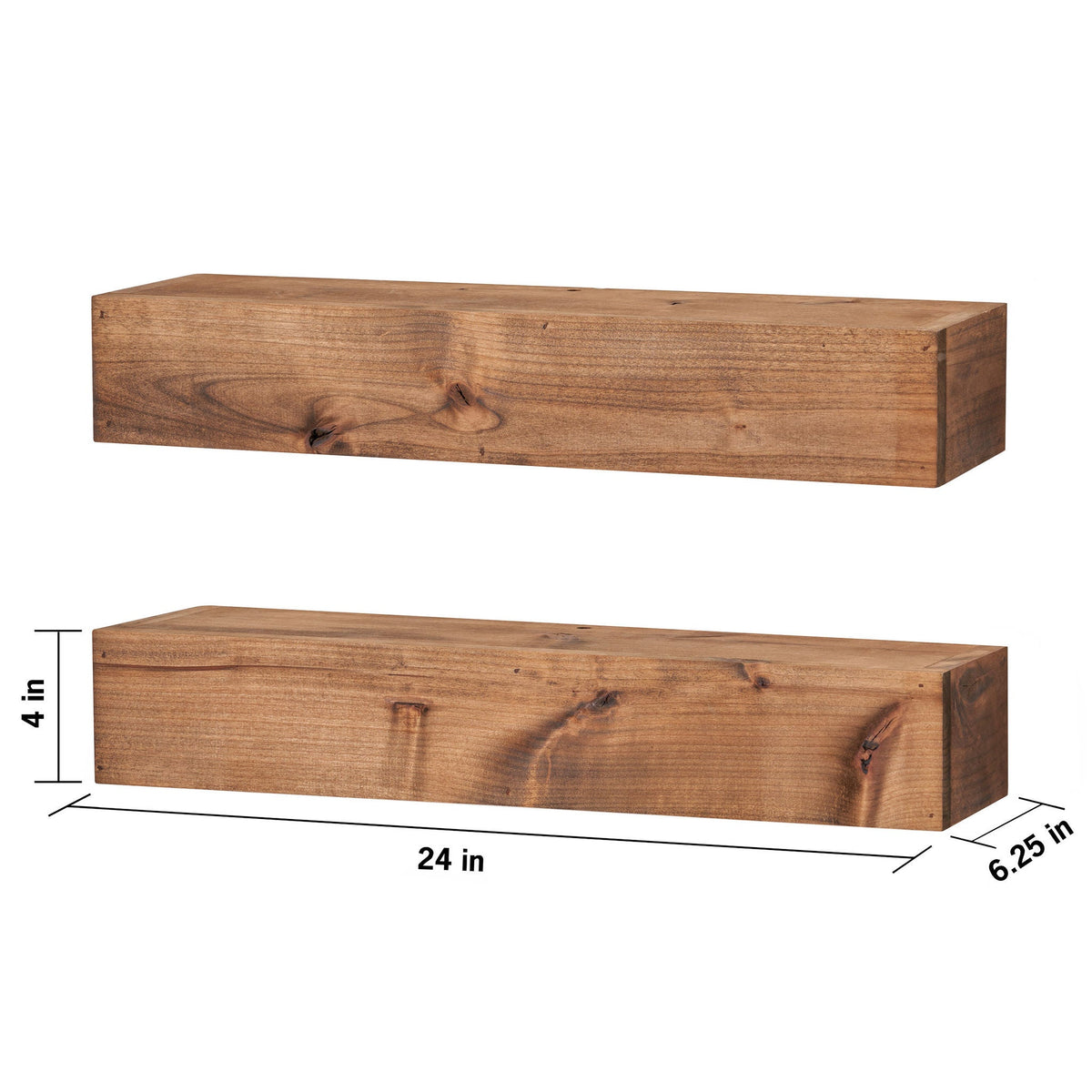 TRINITY Farmhouse Floating Shelf in Walnut, 2-pack