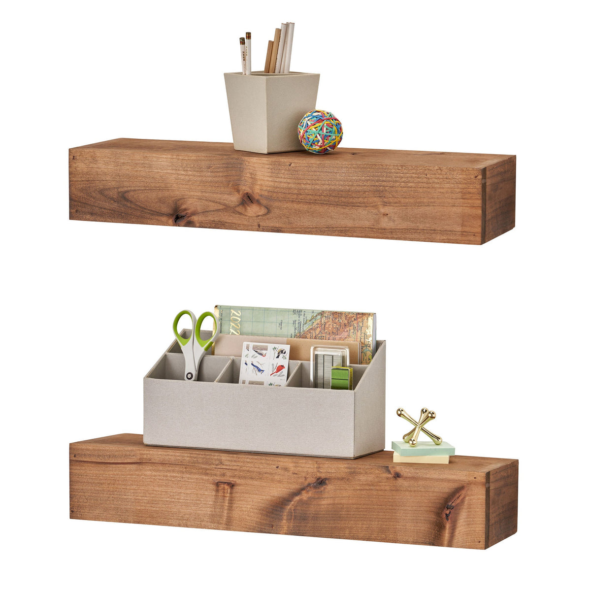 TRINITY Farmhouse Floating Shelf in Walnut, 2-pack