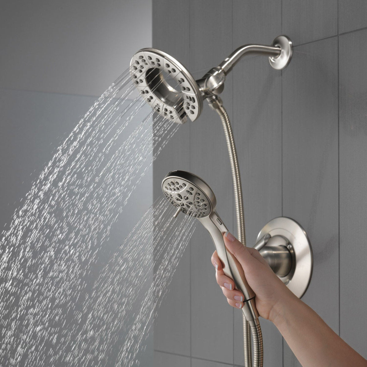 Delta Arvo Widespread Faucet with Shower Trim & In2ition Showerhead