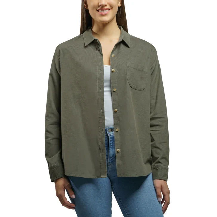 Jachs Girlfriend Women's Mini Corduroy Button Up Shirt