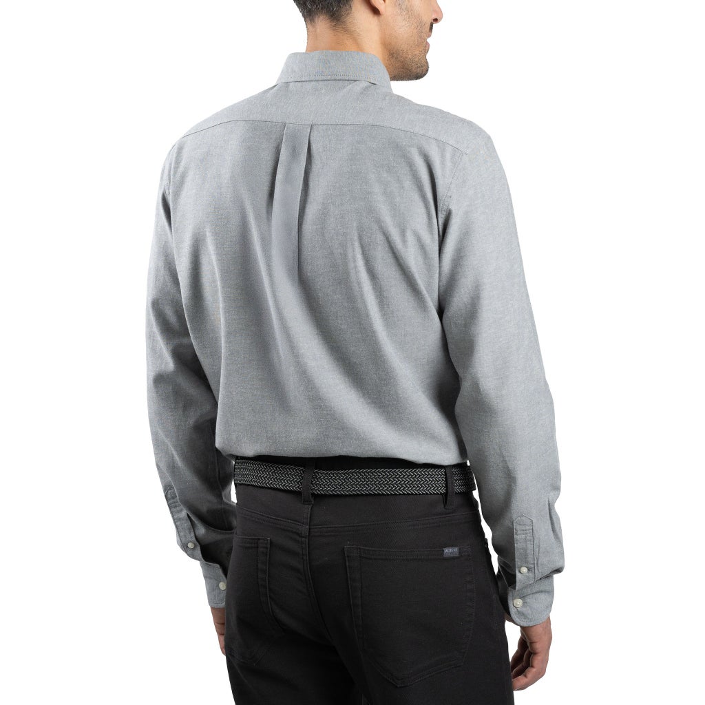 [color:gray] Jachs Men's Oxford Long Sleeve Button Up Shirt - Gray - image 3