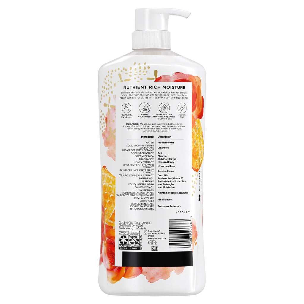 Pantene Essential Botanicals Moroccan Rose & Manuka Honey Shampoo, 38.2 fl oz - product image