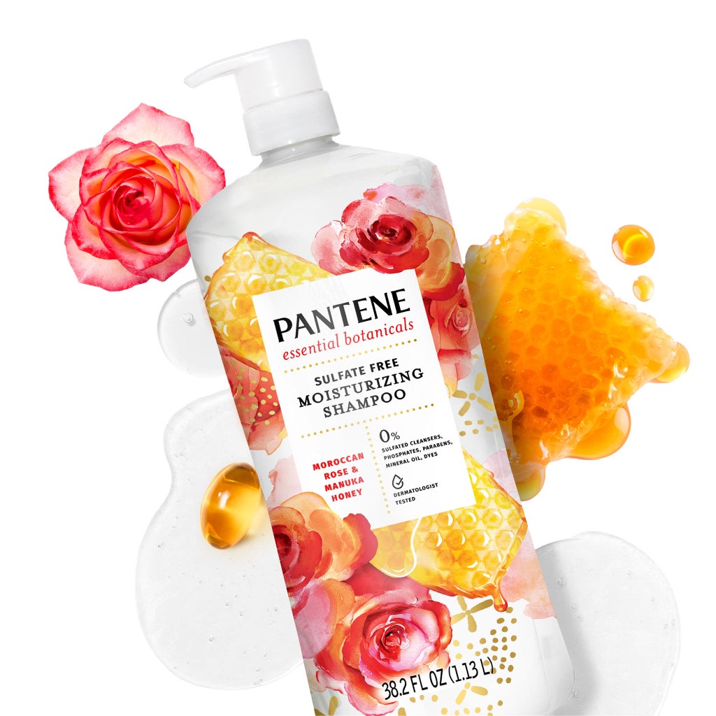 Pantene Essential Botanicals Moroccan Rose & Manuka Honey Shampoo, 38.2 fl oz - product image