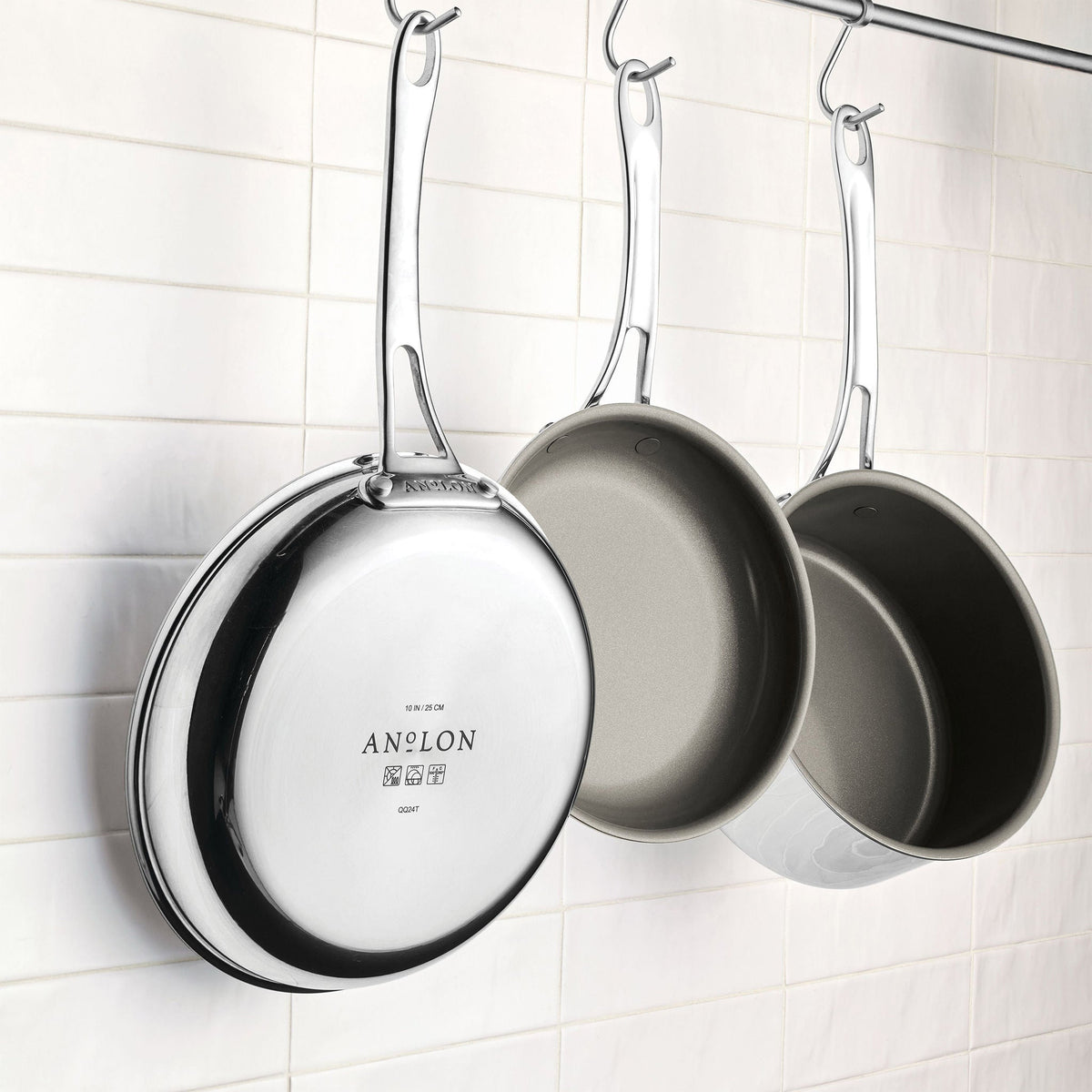 Anolon EverLast Ceramic Nonstick 11-piece Cookware Set, Stainless Steel
