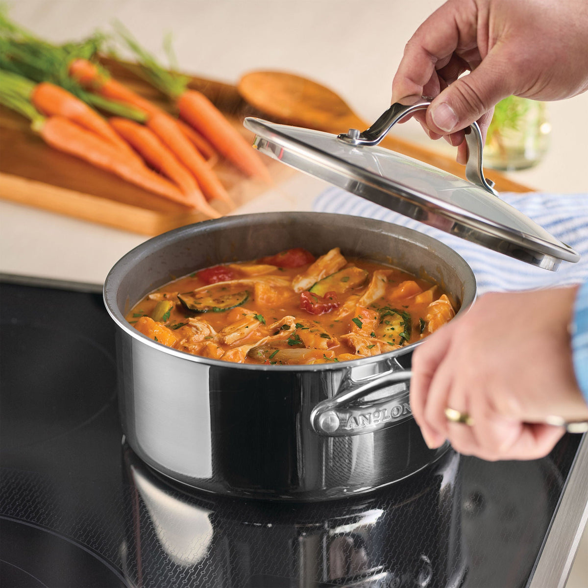Anolon EverLast Ceramic Nonstick 11-piece Cookware Set, Stainless Steel