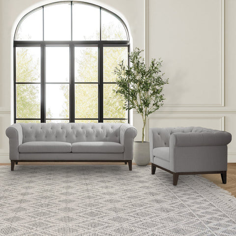 Gwen Fabric Chesterfield 2-piece Set, Sofa and Chair