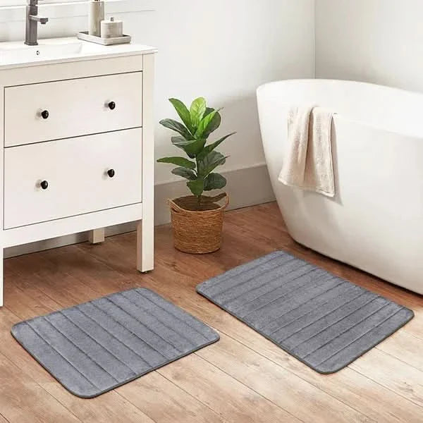 Channel Stitch Memory Foam Bath Mat, 2 Pack