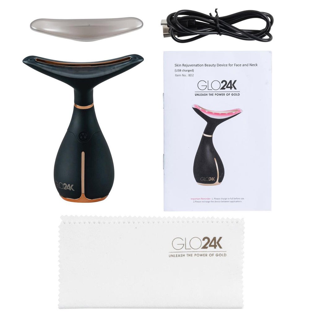 GLO24k Skin Rejuvenation Device for Face & Neck + 1.7 fl oz Conductive Hydra Gel - product image