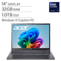 Acer Aspire 14" AI Copilot+ PC Touchscreen Laptop - Intel Core Ultra 7 processor 258V - WUXGA (1920 x 1200) Touchscreen - 32GB RAM - 1TB SSD - Windows 11 Home - Steel Gray – image 1