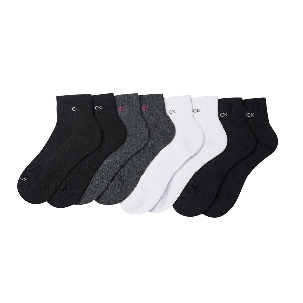 [color:black] Calvin Klein Women's High Quarter Sock, 8-pair - Black - image 6