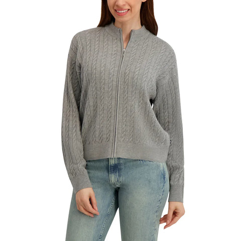 Nautica Jeans Women's Cable Knit Full Zip Sweater