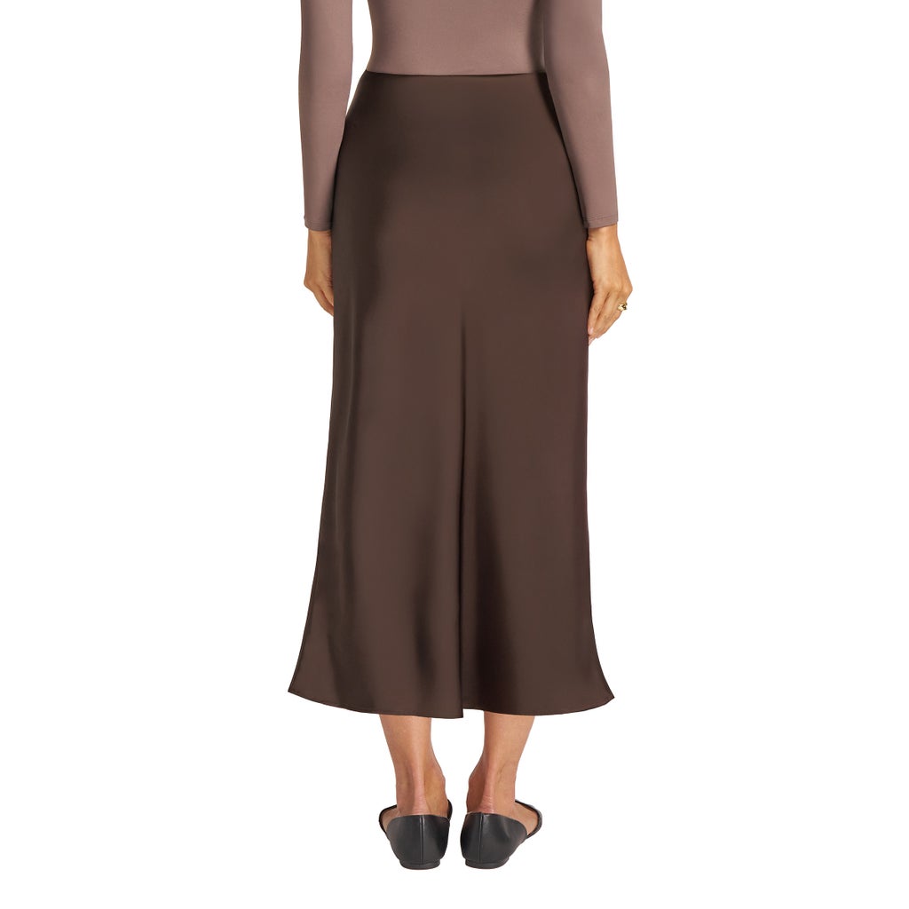 [color:brown (chocolate brown)] Matty M Women's Satin Skirt - Brown (Chocolate Brown) - image 4