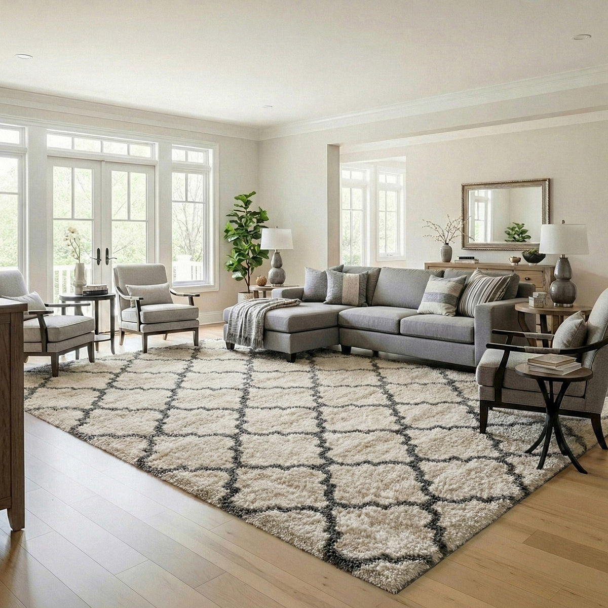 Thomasville Marketplace Luxury Shag Rug Collection, Trellis, 9'5” x 13'