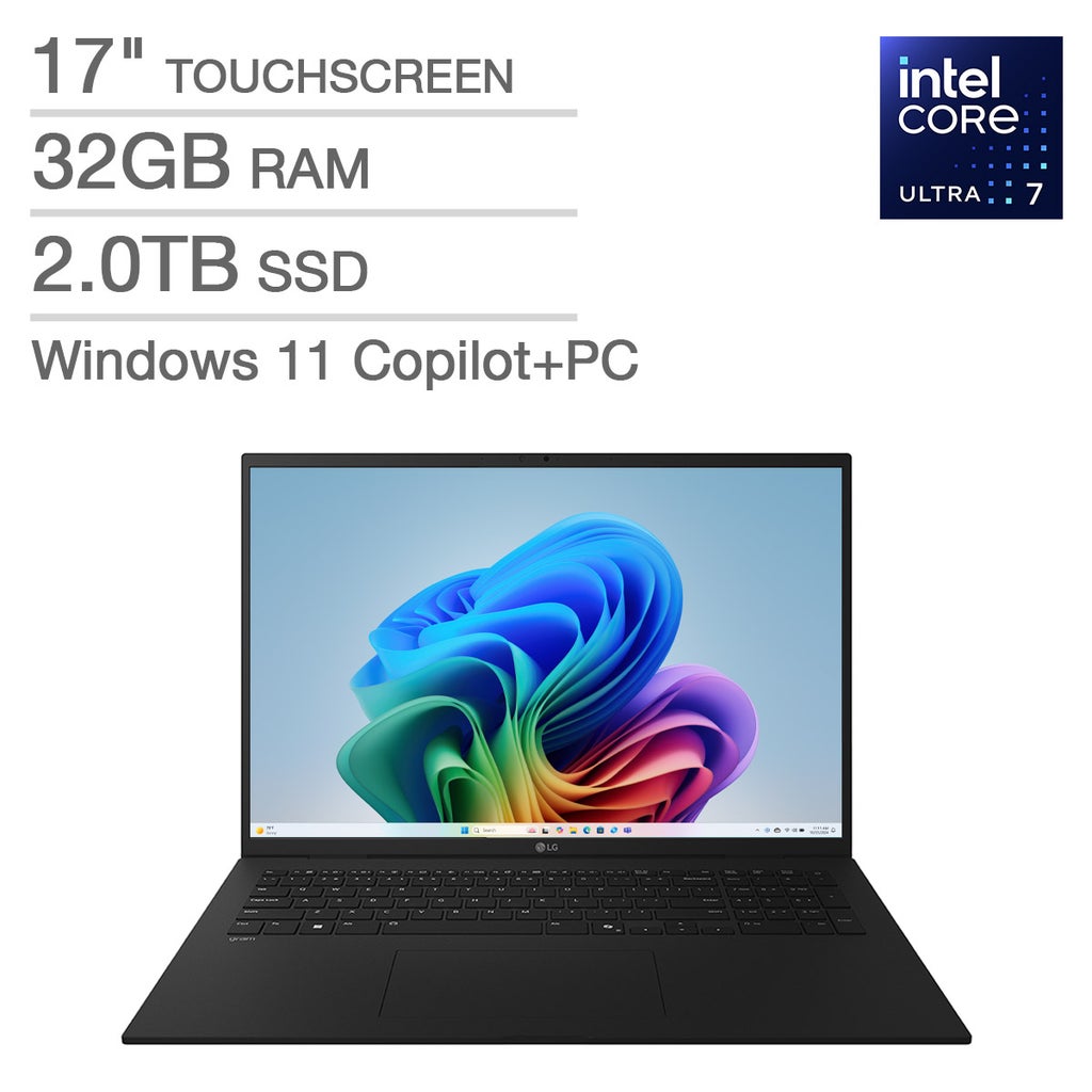 LG gram 17" Copilot+ PC, Thin and Lightweight Laptop, Windows 11 Home, Intel Evo Edition - Intel Core Ultra 7, 32GB RAM, 2TB SSD, Black – image 1