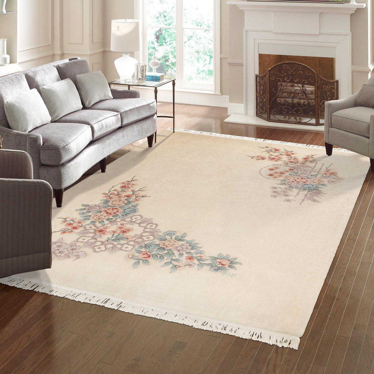 Pagoda Hand Knotted Rug Collection, Jasmin, Ivory