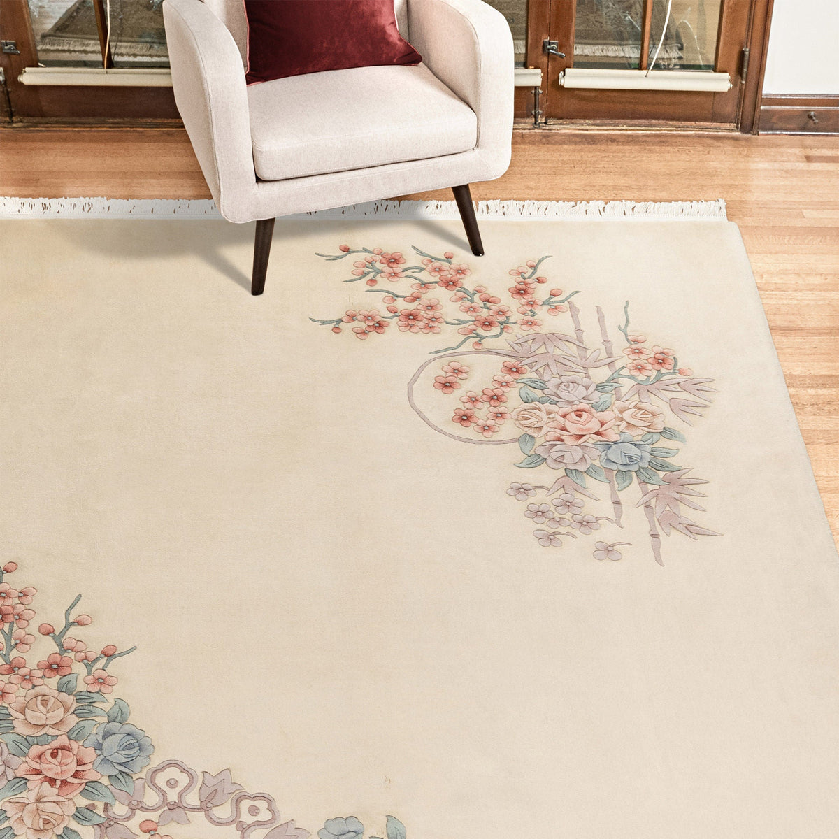 Pagoda Hand Knotted Rug Collection, Jasmin, Ivory