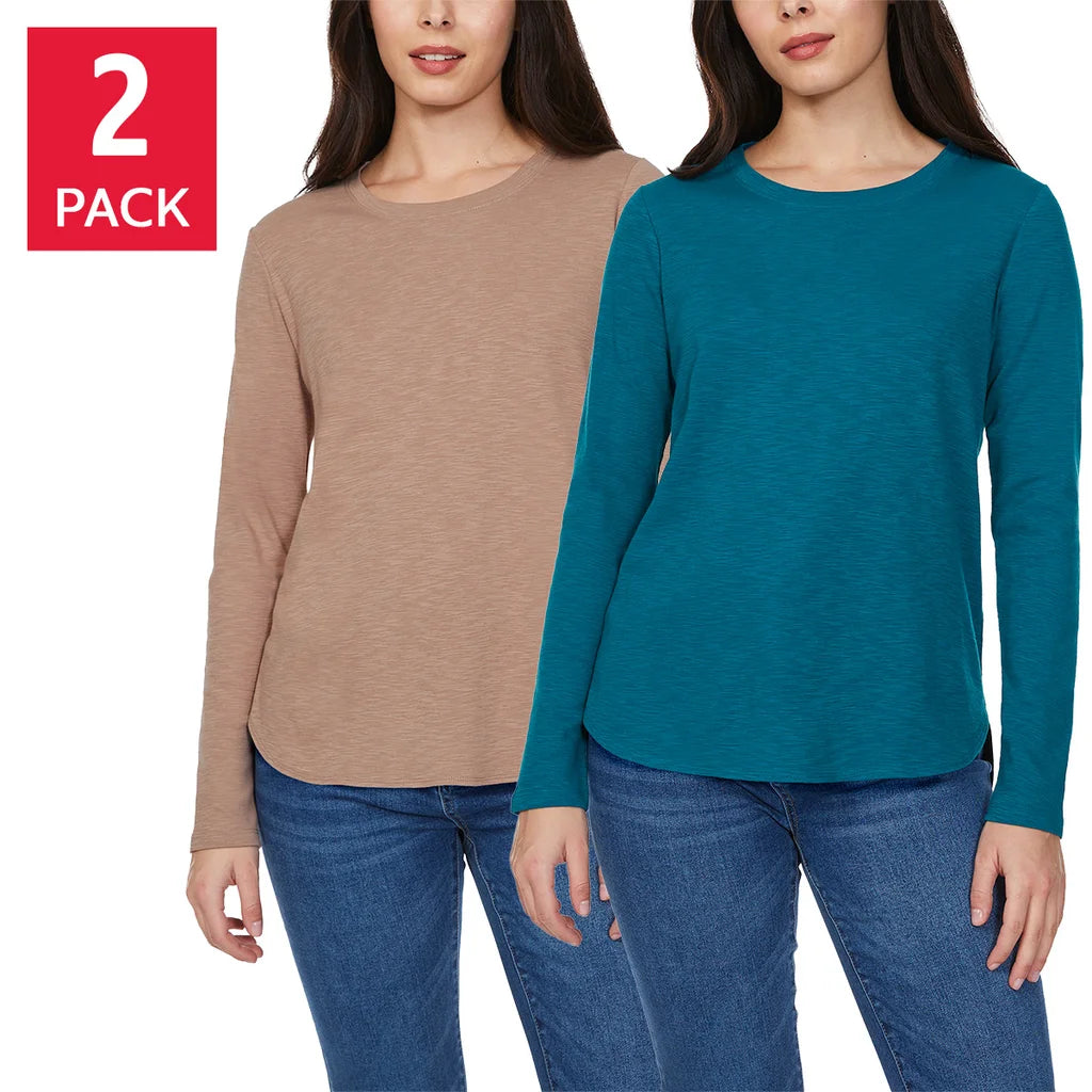 Kirkland Signature Women's Long Sleeve Slub Tee, 2-Pack - image 3