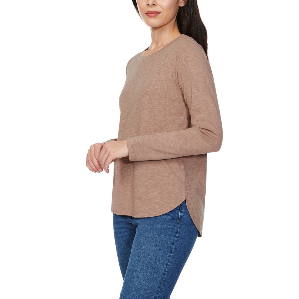 [color:brown] Kirkland Signature Women's Long Sleeve Slub Tee, 2-Pack - Brown - image 12