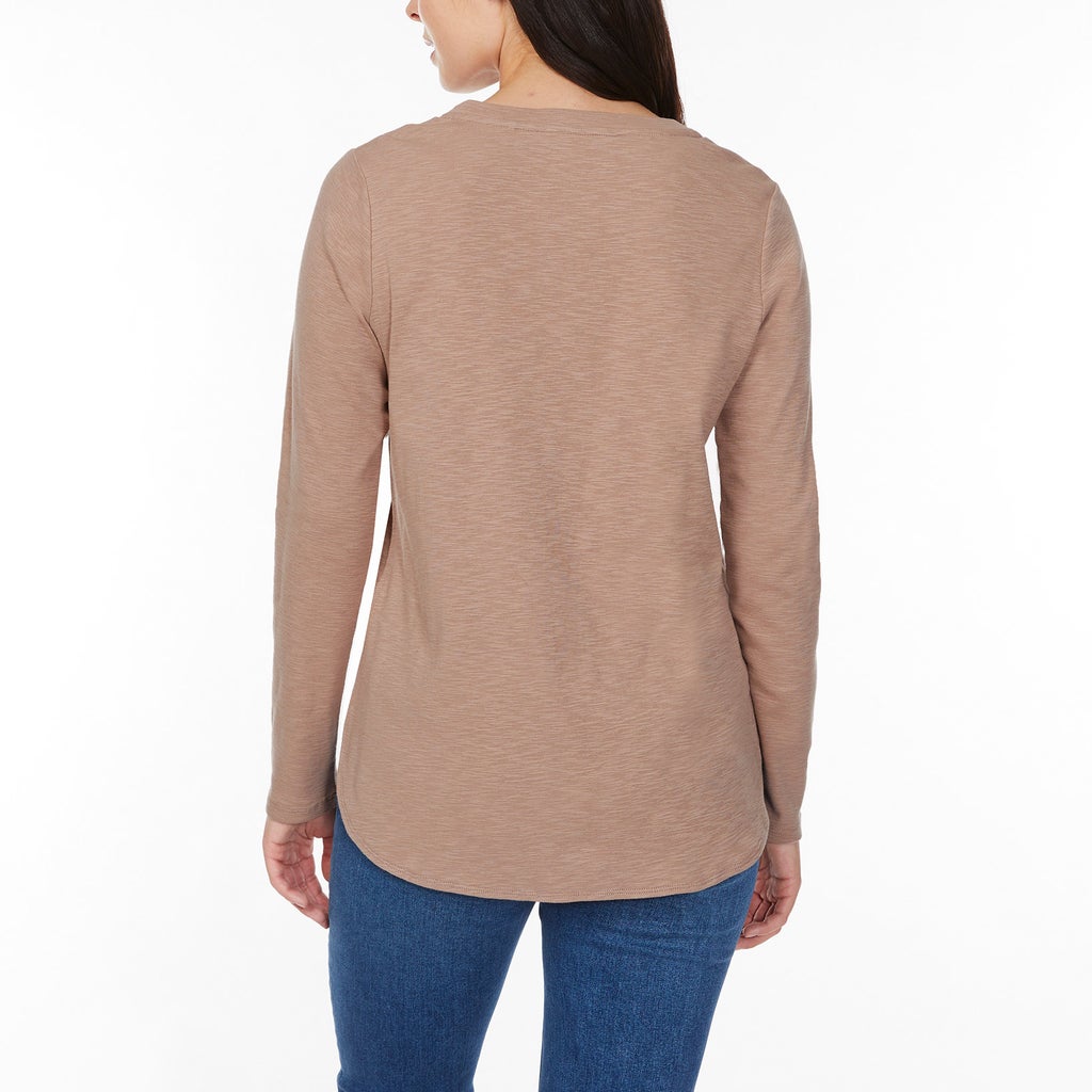 [color:brown] Kirkland Signature Women's Long Sleeve Slub Tee, 2-Pack - Brown - image 14