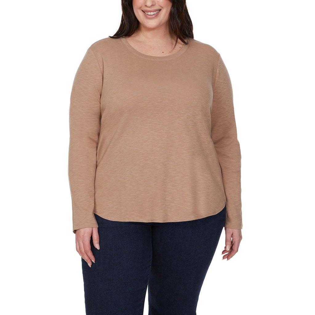 [color:brown] Kirkland Signature Women's Long Sleeve Slub Tee, 2-Pack - Brown - image 6