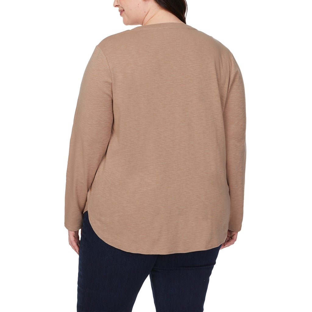 [color:brown] Kirkland Signature Women's Long Sleeve Slub Tee, 2-Pack - Brown - image 17