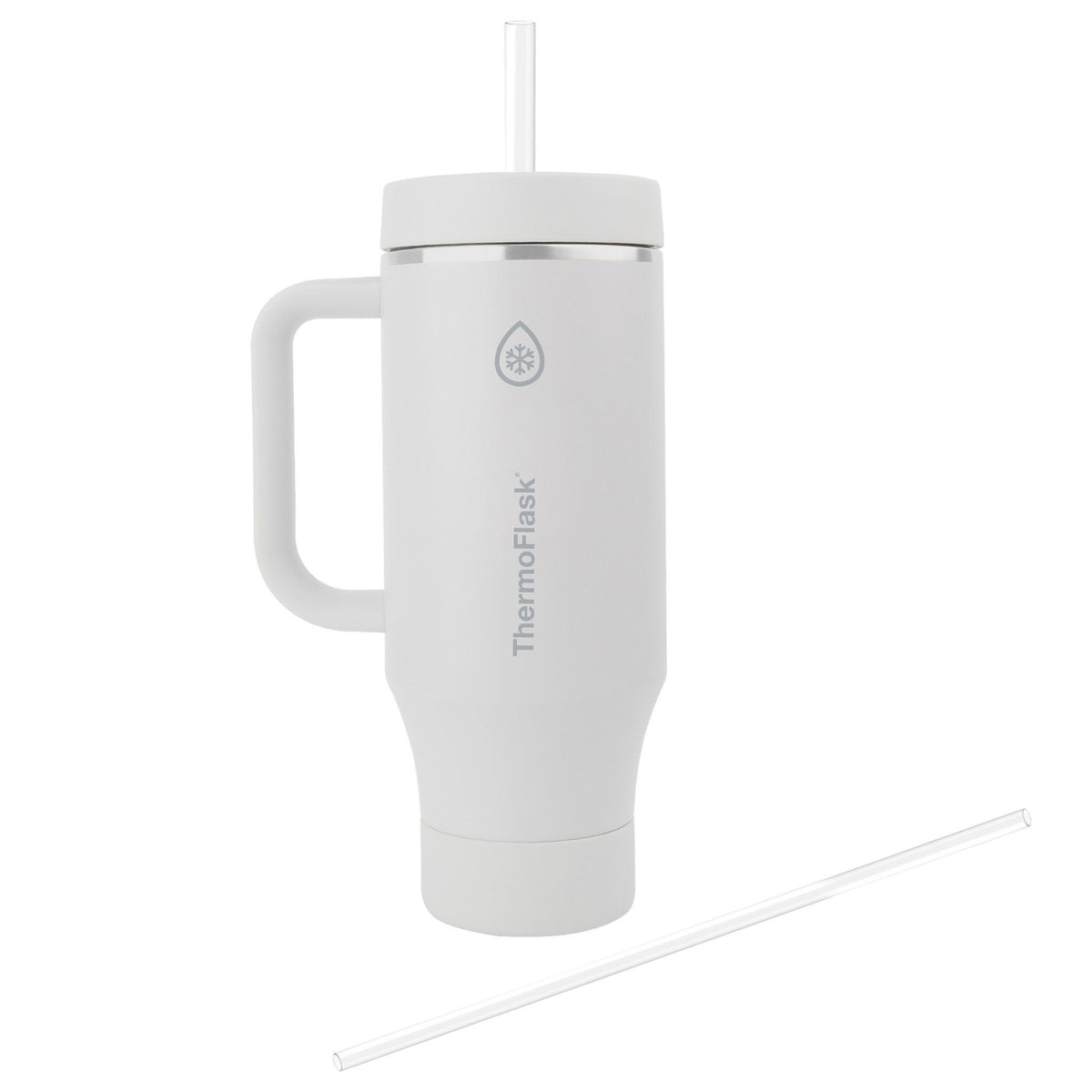 ThermoFlask 40 oz Insulated Stainless Steel Tumbler with Handle and Straw Lid, 2-pack