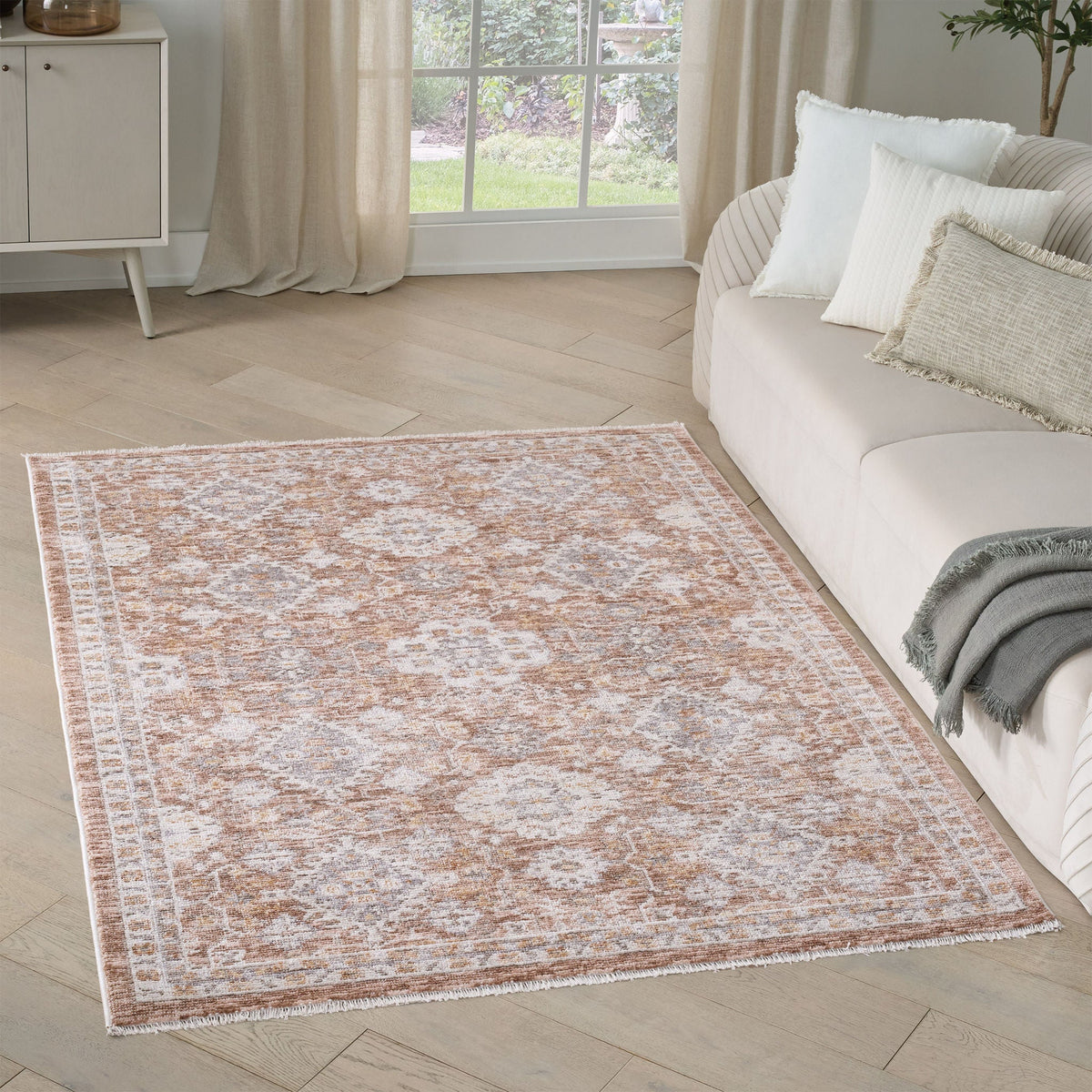 Nourison Hastings Area Rug Collection, Cian Ivory/Rust
