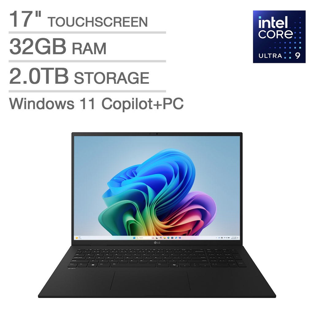 LG gram 17" Copilot+ PC, Thin and Lightweight Laptop, Windows 11 Home, Intel Evo Edition - Intel Core Ultra 9, 32GB RAM, 2TB SSD, Black – image 1