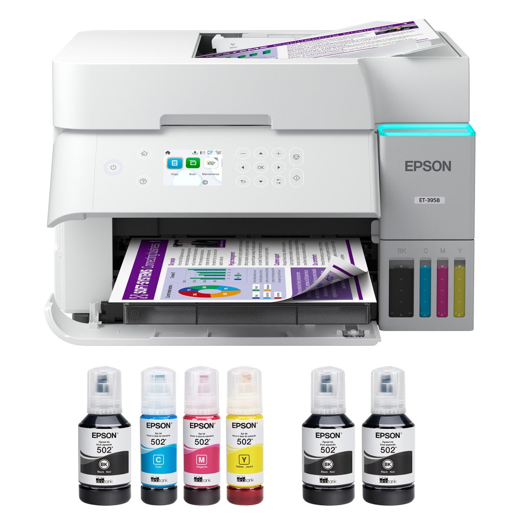 Epson EcoTank ET-3958 Wireless All-in-One Color Supertank Printer, White – image 1