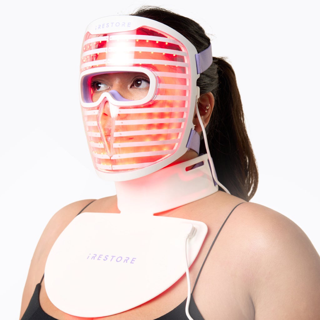 iRESTORE LED Red Light Therapy Face Mask with Neck and Chest Device, Anti-Aging - product image