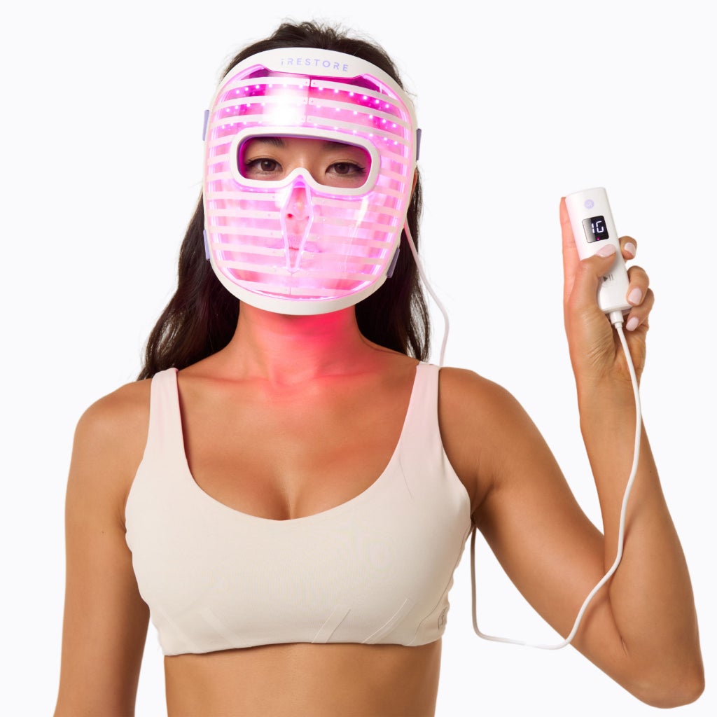 iRESTORE LED Red Light Therapy Face Mask with Neck and Chest Device, Anti-Aging - product image