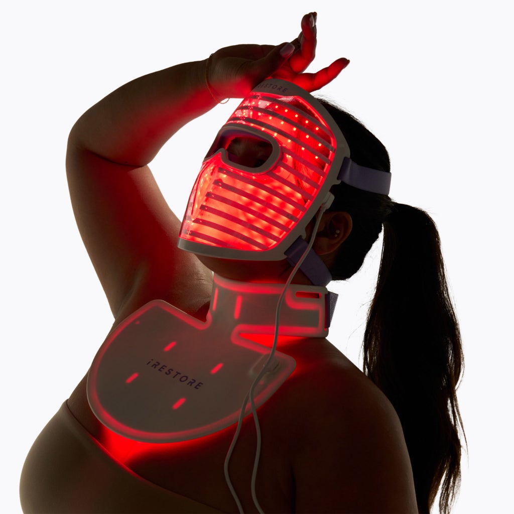iRESTORE LED Red Light Therapy Face Mask with Neck and Chest Device, Anti-Aging - product image