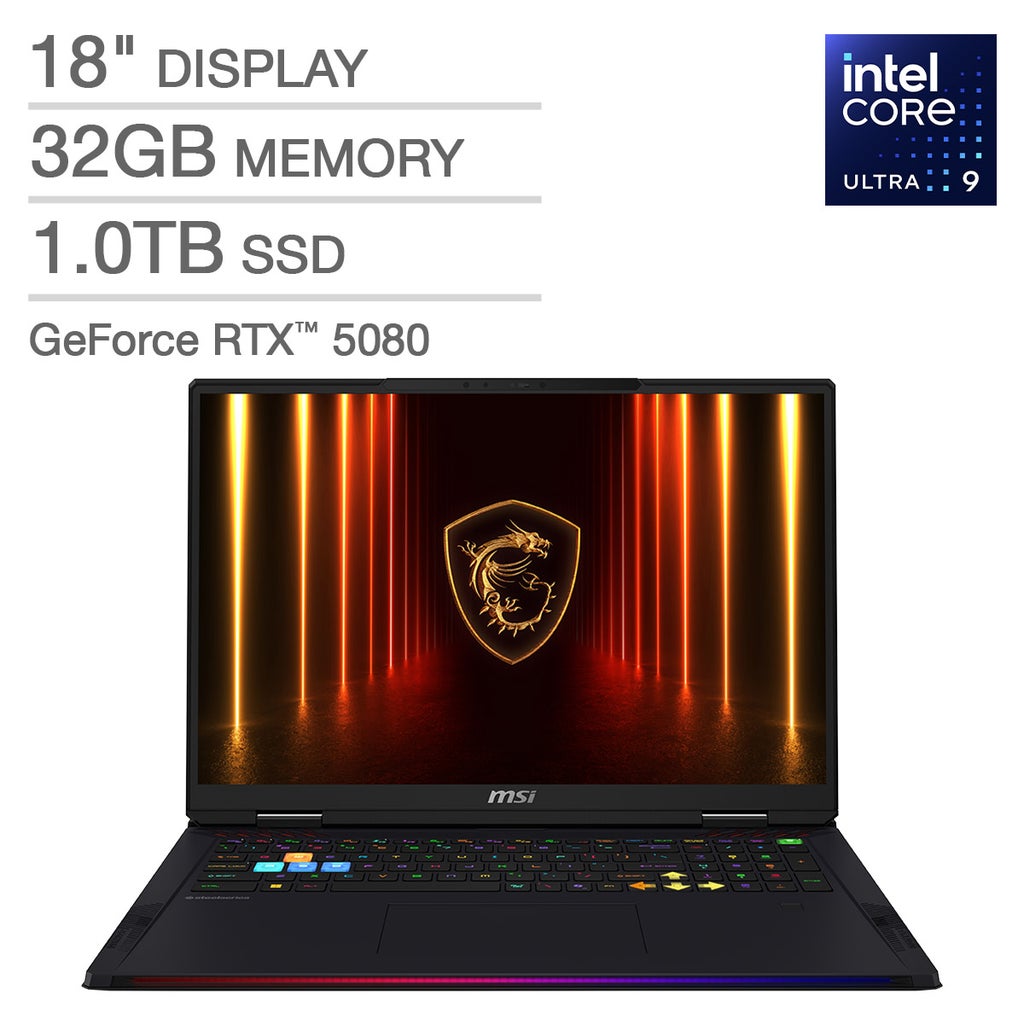 MSI Raider 18 HX 18" Gaming Laptop - Intel Core Ultra 9 285HX - NVIDIA RTX 5080 - 2560x1600 - Windows 11 - 32GB RAM - 1TB SSD – image 1
