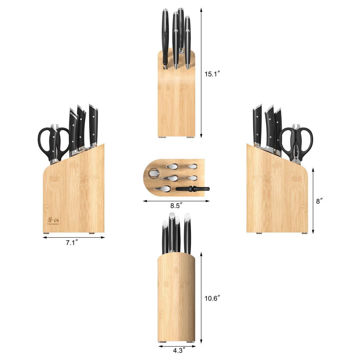 Cangshan Rainier Series German Steel Forged 8-piece Knife Block Set