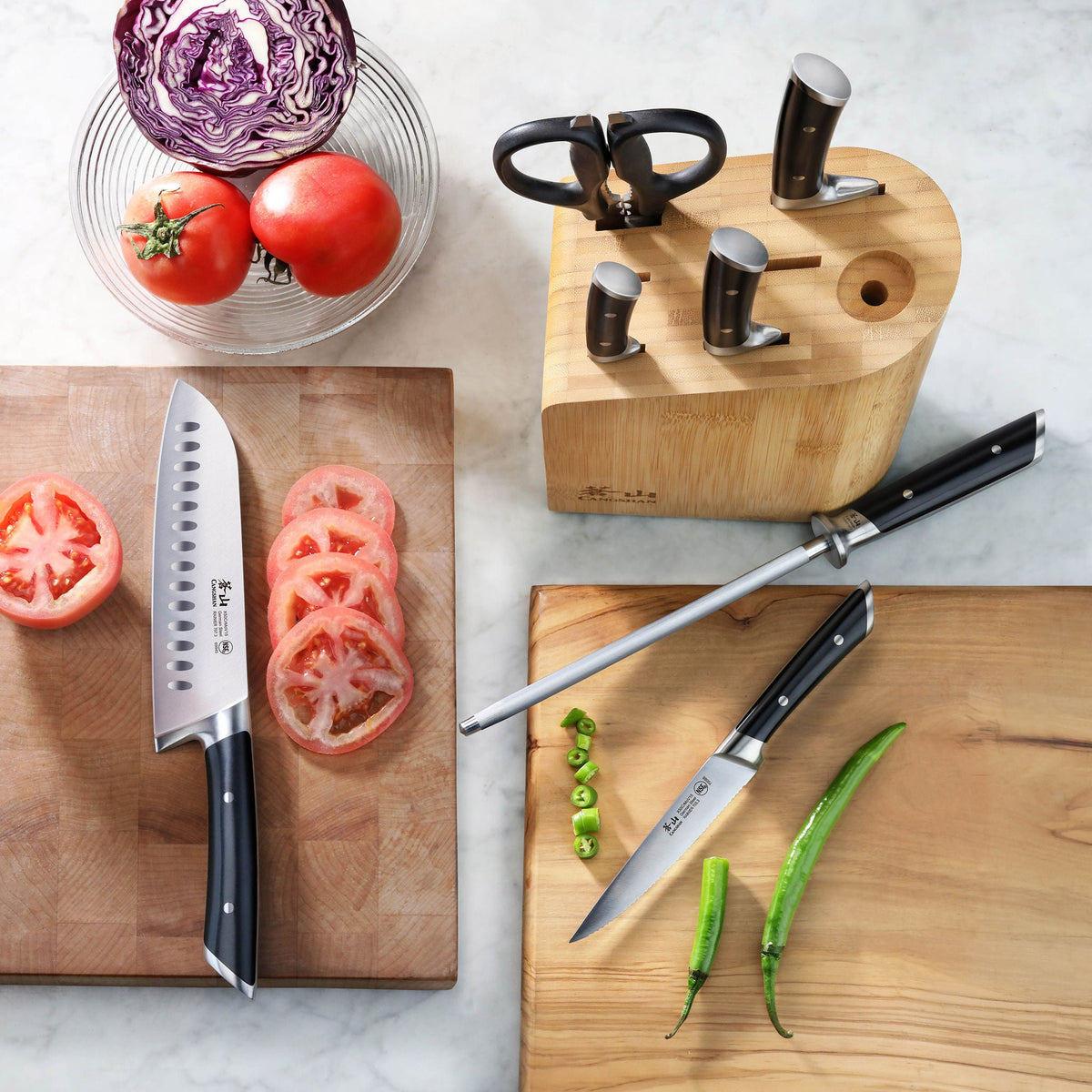 Cangshan Rainier Series German Steel Forged 8-piece Knife Block Set