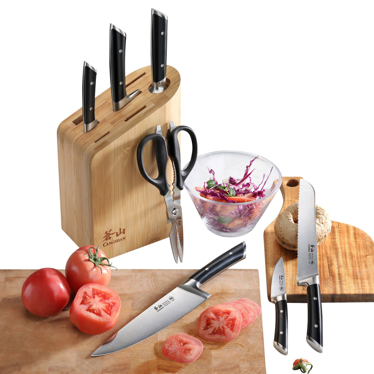 Cangshan Rainier Series German Steel Forged 8-piece Knife Block Set