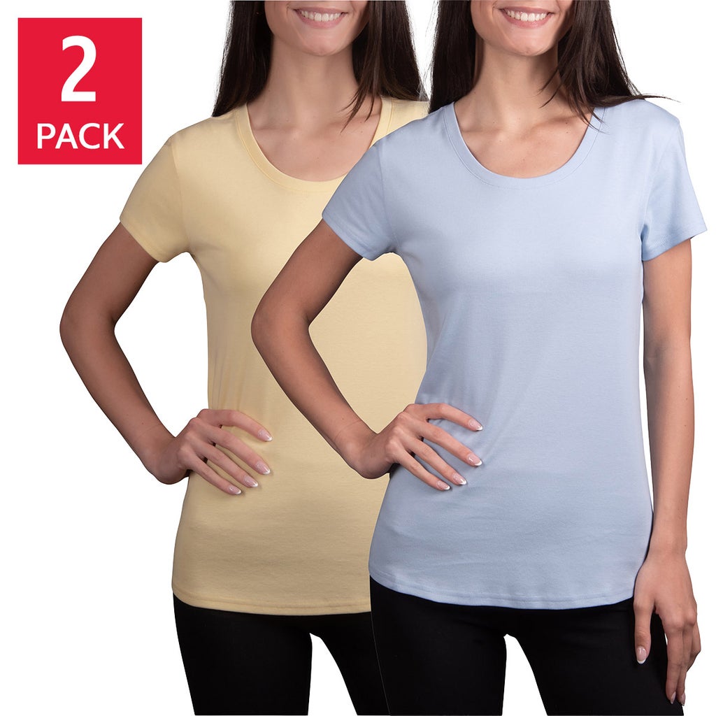 Kirkland Signature Women's Scoop Neck Pima Cotton Tee, 2-pack