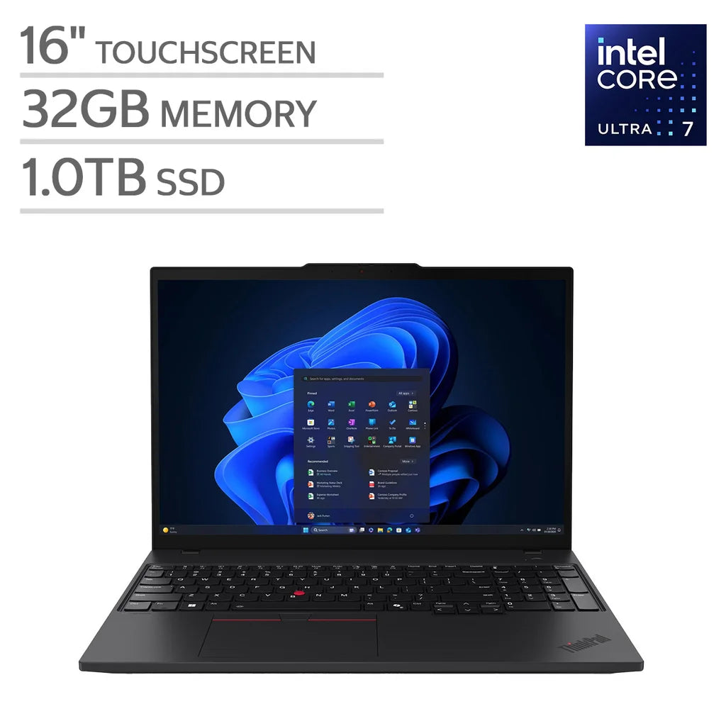 Lenovo ThinkPad T16 G4 — 16" WUXGA Touchscreen Laptop — Core Ultra 7 255U Processor — 32GB RAM — 1TB SSD — Windows 11 Pro — Wi-Fi 6E – image 1