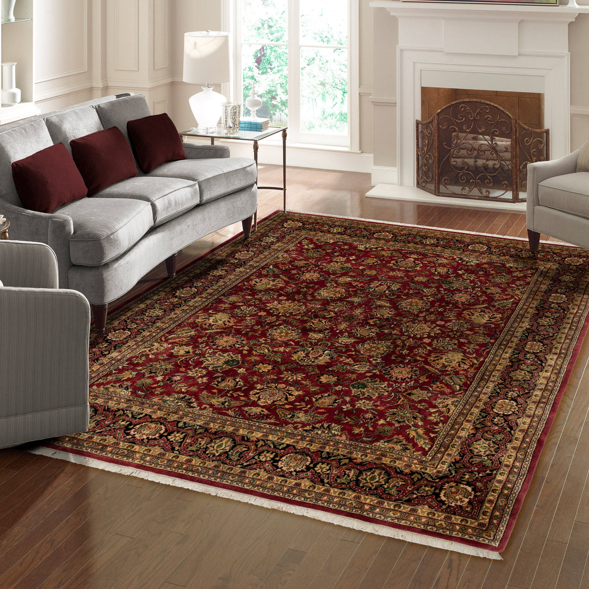 Montacute Hand Knotted Rug Collection, St. Mortiz Burgundy