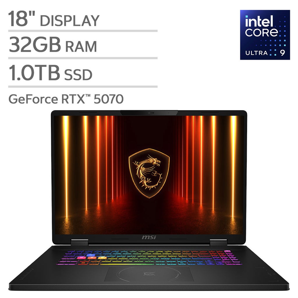 MSI Crosshair 18 HX AI 18" Gaming Laptop - Intel Core Ultra 9 275HX - NVIDIA RTX 5070 - 2560x1600 - 32GB RAM - 1TB SSD - Windows 11 Home – image 1