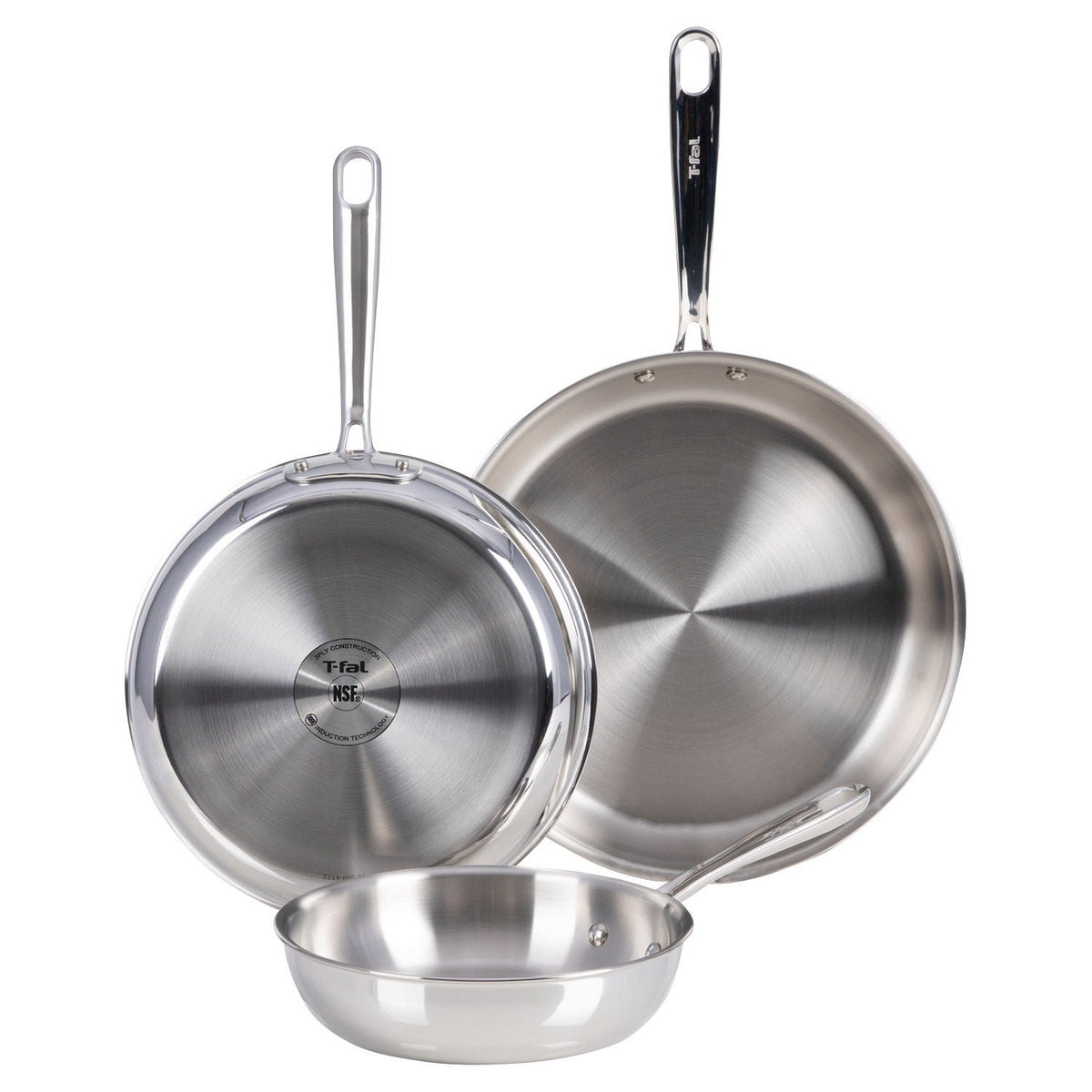 T-fal Pro Tri-Ply Stainless Steel 3-piece Frypan Set