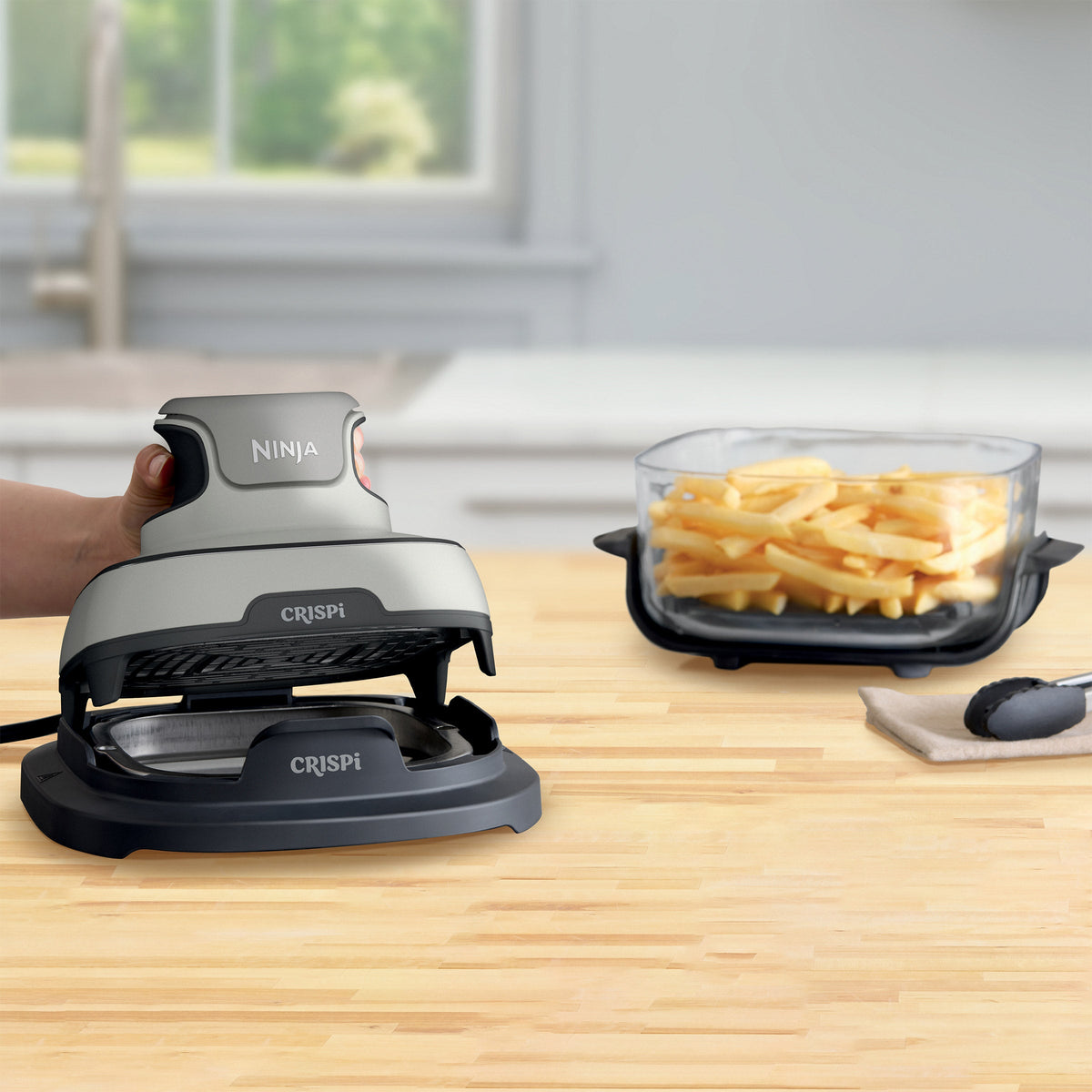Ninja Crispi 5-in-1 Portable Glass Air Fry Cooking System, 3 Containers & Cover