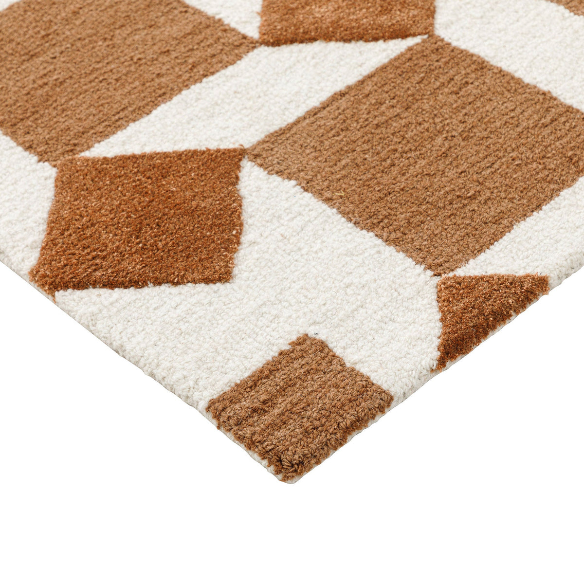 Obeetee Retro Hand Tufted Wool Area Rug, Nova Rust